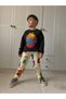 Boy's Lightning Patterned Three-Thread Ribbed 100% Cotton Double Set - 2
