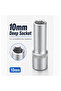 10mm Deep Socket Wrench, 1/2 Inch Drive Chrome Vanadium Steel 6 Point Socket for Ratchet, Extension Bar, Car Repair and Workshop Use