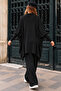 Women's Polo Collar Buttoned Oversize Knitwear Set with Drawstring Detail - 3