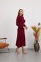 Women's Knitwear Ribbed Belted Crew Neck Long Sleeve Dress - 3
