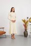 Women's Knitwear Ribbed Belted Crew Neck Long Sleeve Dress