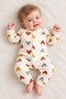 Baby Colorful Heart Patterned Ribbed Long Sleeve Snap Romper