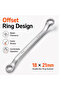 18x21mm Double Ring Offset Wrench, Chrome Vanadium Steel Deep Offset Box End Spanner For Nuts, Bolts, Automotive, Garage, Workshop & DIY Repair - 2