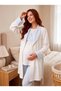 New Season Blue Jacquard Shawl Collar 100% Cotton Winter Long Sleeve Special Design Maternity Pajama Set - 5
