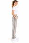 Women's Comfortable Fit Sweatpants with Double Piping on the Sides, Zipper Pocket Detail, Blue, Navy Blue, Black, Burgundy, Khaki, Gray - 3