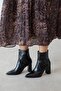 Frida Women's Heeled Wrinkled Leather Boots Black