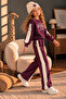 Girl's Stylish Lace-Up Detailed Printed Long Sleeve Wide Leg 2-Piece Tracksuit Set - 4