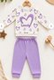 Baby Girl 2-Piece Set with Heart Pattern and Lovely Writing on Top and Bottom, Seasonal Set - 5