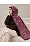 Plum Ethnic Floral Patterned Cotton Hijab Shawl – Soft Textured Women's Shawl - 2
