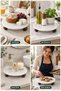 Natural Marble Presentation Plate 30 cm Round Serving Plate with Wooden Stand Cake Stand Decorative - 3