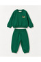 Boy's Dark Green Cute Embroidered Sweatshirt and Sweatpants Set - 4