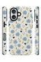 iPhone 16 Compatible - Blue Flowers, Double Layer Cover, Glossy Surface Protective Case - 2