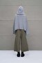 Gray Melange Zippered Lettered Oversize Hooded Sweatshirt 18076 - 5