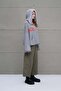 Gray Melange Zippered Lettered Oversize Hooded Sweatshirt 18076 - 4