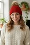 Women's Fur Pompom Ribbed Beanie
