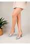 Dinna Women's Silver Patterned Pointed Toe Thick Heeled Shoes Women's Evening Dress 8.5cm - 4