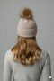 Women's Fur Pompom Ribbed Beanie - 2