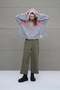 Gray Melange Zippered Lettered Oversize Hooded Sweatshirt 18076 - 2