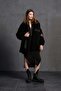 Black Fur Look Belted Oversize Jacket 18238