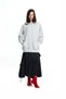 Ice Melange Zippered Hooded Oversize Sweatshirt with Floral Print on the Back 19040 - 2