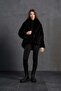 Black Fur Look Oversize Jacket 18185 - 4