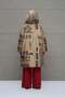 Beige Patterned Long Oversize Jacket 18137 - 7