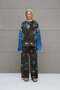 Brown Green Denim Sleeves Tie-Dye Oversize Sweatshirt 18221 - 5