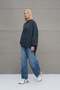 Anthracite Floral Patterned Oversize Sweatshirt 18156 - 2