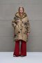 Beige Patterned Long Oversize Jacket 18137 - 3
