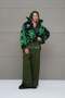 Black Neon Green Fur Look Oversize Short Jacket 18131 - 2