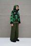Black Neon Green Fur Look Oversize Short Jacket 18131 - 5