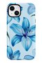 iPhone 15 Compatible - Blue Flower, Double Layer Cover, Glossy Surface Protective Case