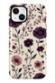 iPhone 15 Compatible - Purple Flowers, Double Layer Cover, Glossy Surface Protective Case