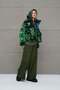 Black Neon Green Fur Look Oversize Short Jacket 18131 - 3