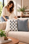 Melodi Punch Embroidered 2-Piece Throw Pillow Cover Set |   Zippered 42X42 cm |   Modern Sofa Throw Pillow with Pattern, Decorative - 3