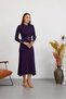 Women's Knitwear Ribbed Belted Crew Neck Long Sleeve Dress - 2
