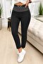 Women's High Waist Imported Crepe Trousers with Stones and Buckles on the Front - 2