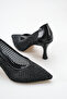 Black Women's Stoned Pointed Toe Thin Heeled Evening Dress Stiletto Shoes - 3