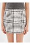 Alita City Lcw Vision Ecru Plaid Women's Shorts Skirt with Zipper at the Waist - 3