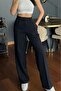 Women's High Waist Imported Crepe Trousers with Pockets - 3