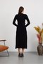 Women's Knitwear Ribbed Belted Crew Neck Long Sleeve Dress - 4