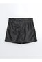 Alita City Lcw Vision Black Faux Leather Straight Women's Short Skirt with a Difference - 5