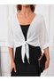 Women's Three Quarter Sleeve Front Tie Short Chiffon Bolero Jacket - 6