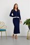 Women's Ribbed Colorful Ruffle Detailed Knitwear Cardigan Double Set - 2