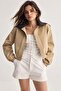 Beige Collared Detailed Regular Coat - 2