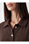 Brown Shirt Collar Oversized Women's Tunic - 3