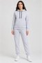 Two-Thread Hooded Jogger Tracksuit Set with Kangaroo Pockets - White
