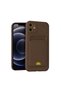 Apple iPhone 11 Case Kelvin Silicone with Business Card Holder - Brown
