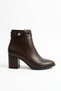 Moleran Women's Heeled Boots with Zipper and Side Stone Buckle, Brown Leather - 3