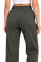 Women's Palazzo Cut Combed Cotton Sweatpants Wide Leg High Waist Daily Comfortable Brown Black Red Khaki - 4